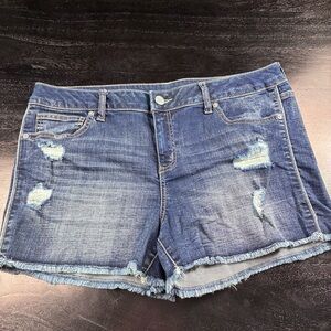 Maurices Blue Distressed Jean Shorts